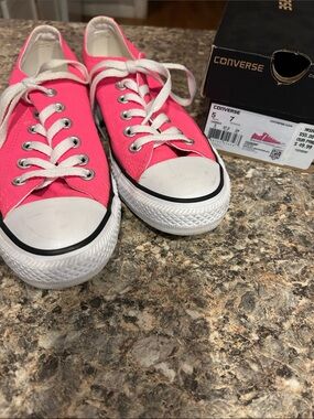 Converse Low Top Sneakers - Hot Pink with White Accents